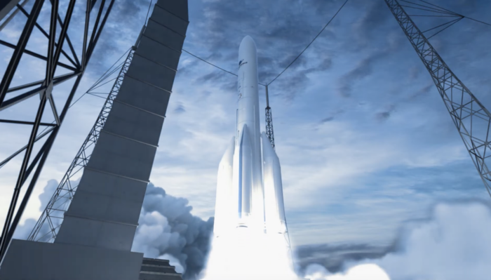 rocket launch by the Private Spaceflight Company Arianespace