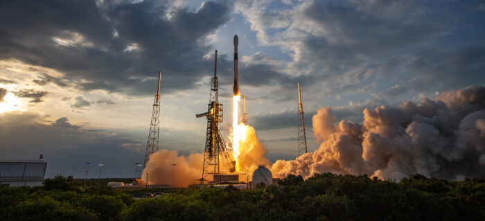 Falcon 9 launches the Türksat A.Ş. 6A mission to orbit from Florida on July 8, 2024.